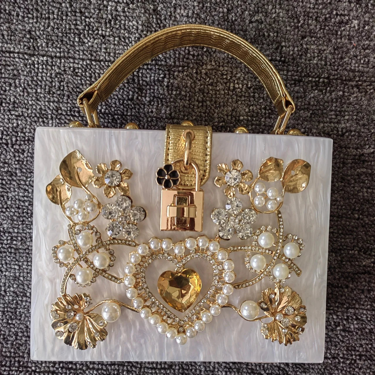 Bling Sequined Heart Evening Clutch Bag