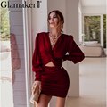Satin V-Neck Lantern Sleeve Cutout Bodycon Mini Dress 21