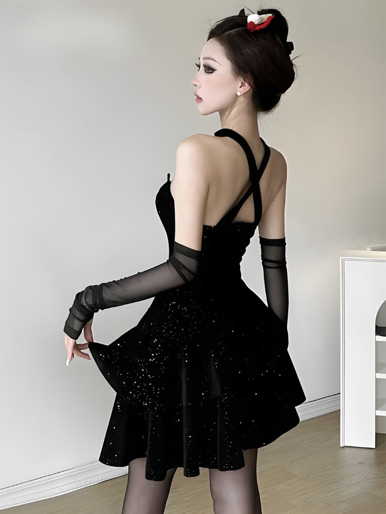 Glitter Asymmetric Mini Dress - View 2