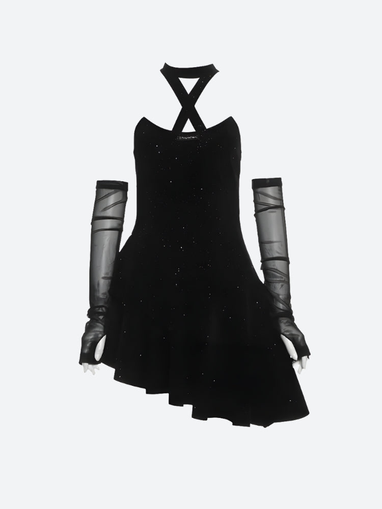 Glitter Asymmetric Mini Dress - View 5