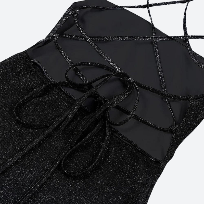 Glitter Backless Mini Dress - View 9