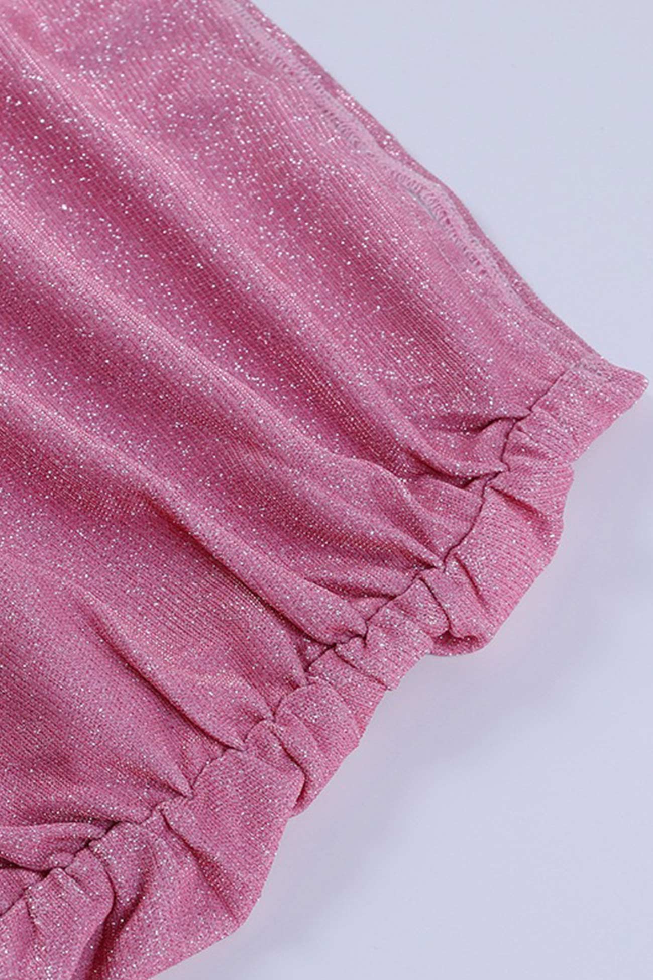 Glitter Crisscross Strappy Crop Top Ruched Skirt Suits