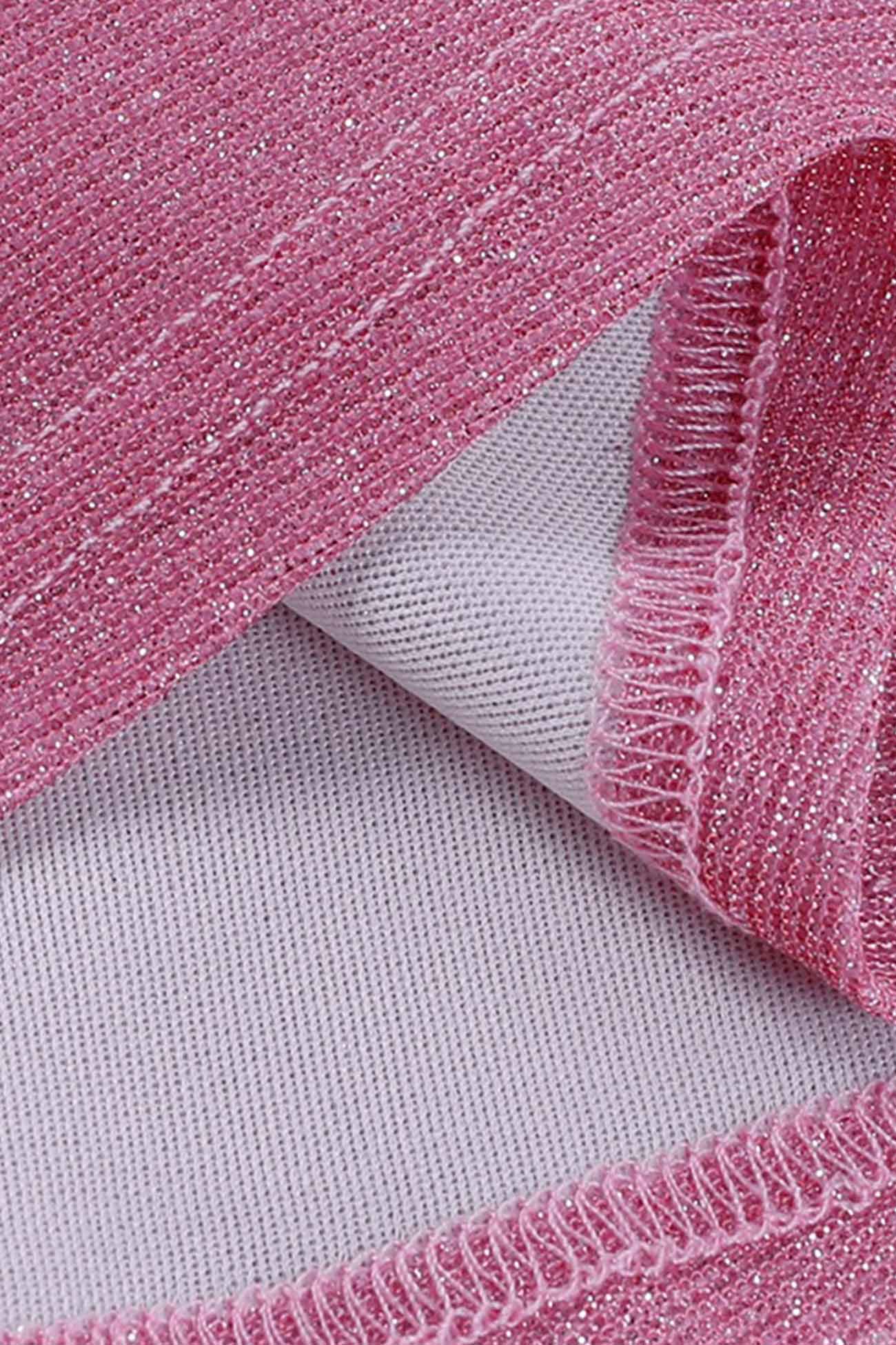 Glitter Crisscross Strappy Crop Top Ruched Skirt Suits