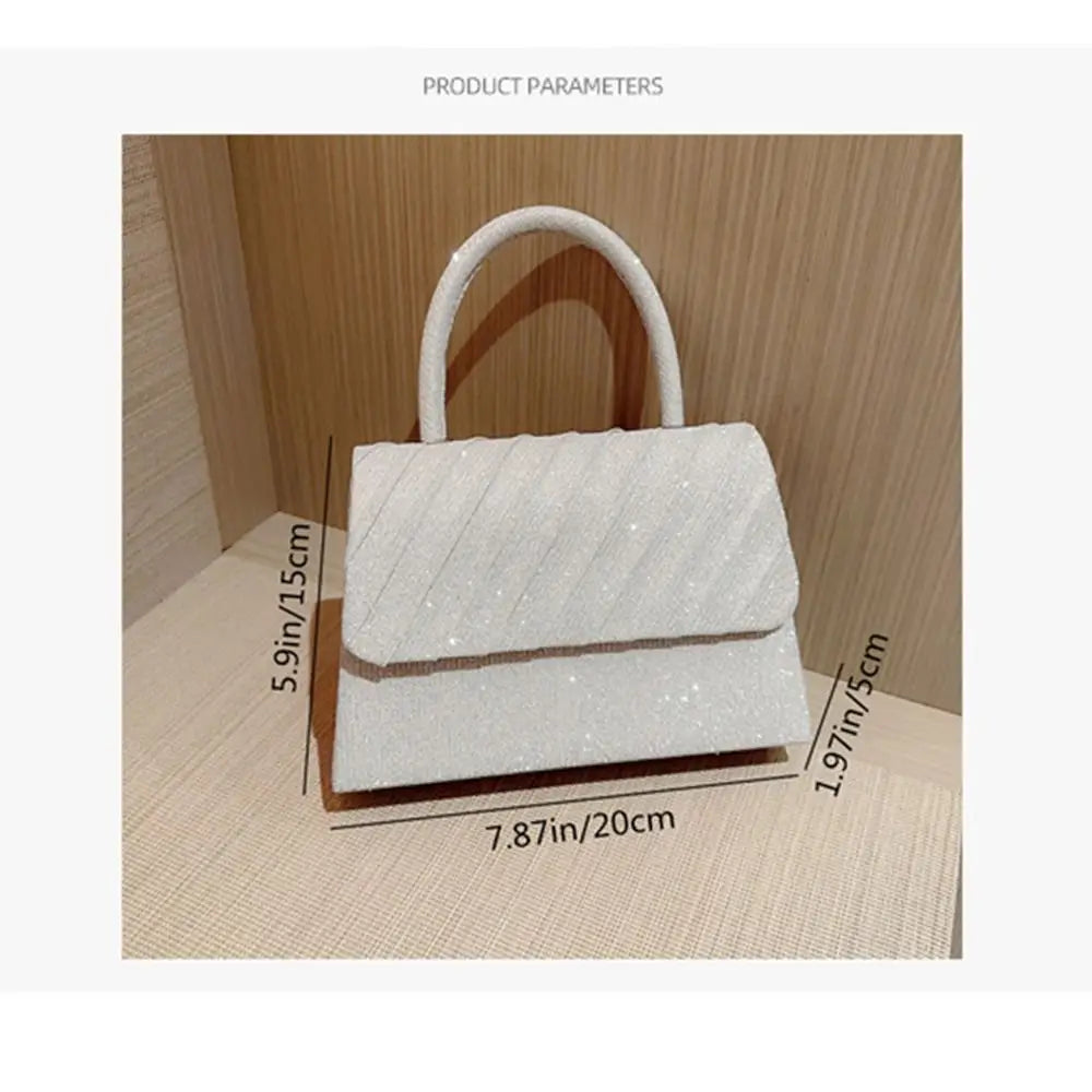 Bright Silk Evening Bag Elegant Banquet Shoulder Clutch