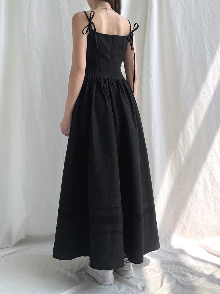 Square-Neck Strappy Drop-Waist A-Line Maxi Dress 3