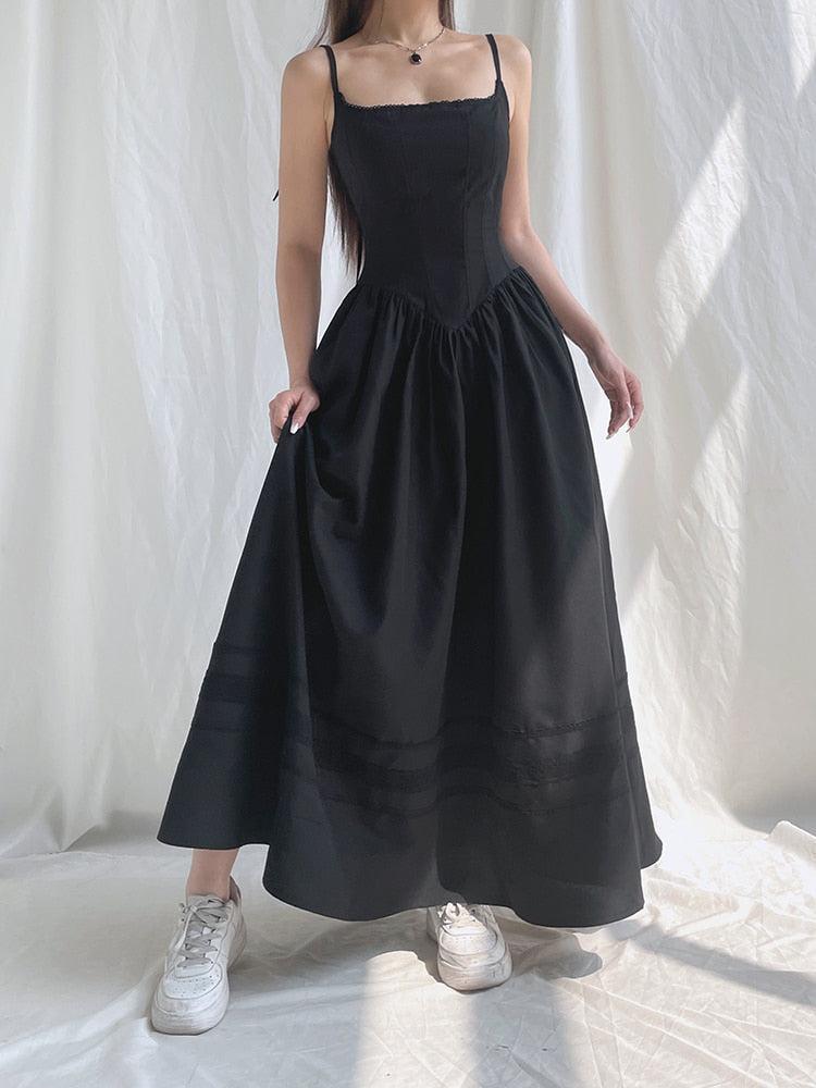 Square-Neck Strappy Drop-Waist A-Line Maxi Dress 4