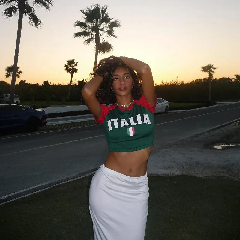 Gothic Sports Letter Baby Tee T-shirt