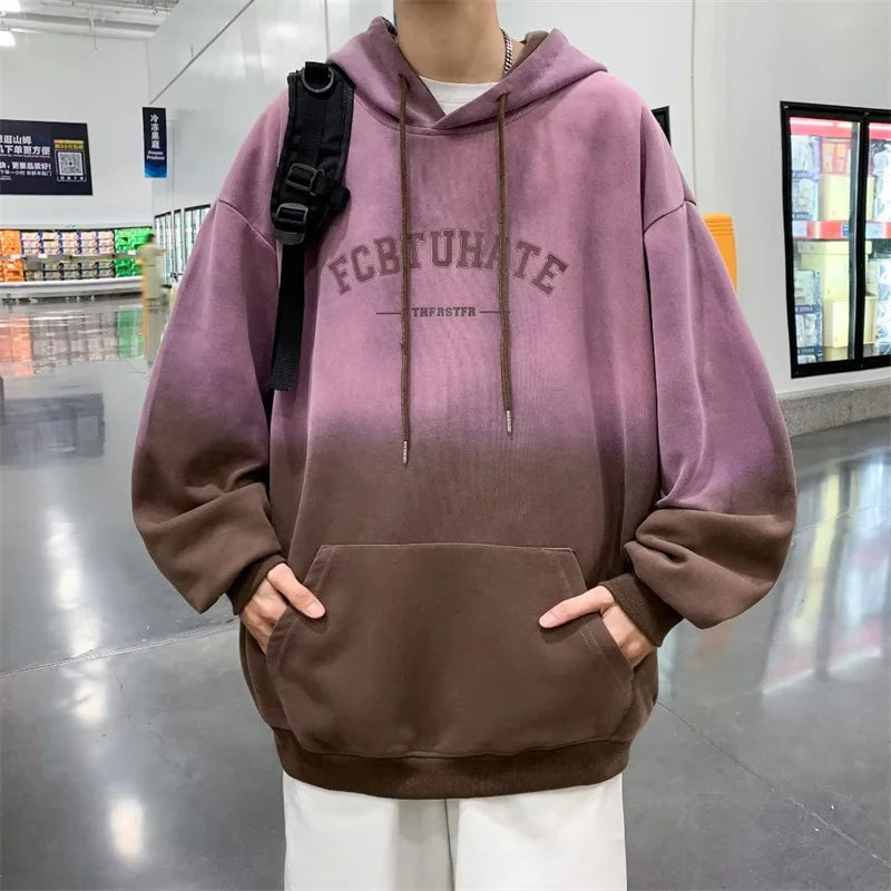Gradient Letter Print Hip Hop Hoodie