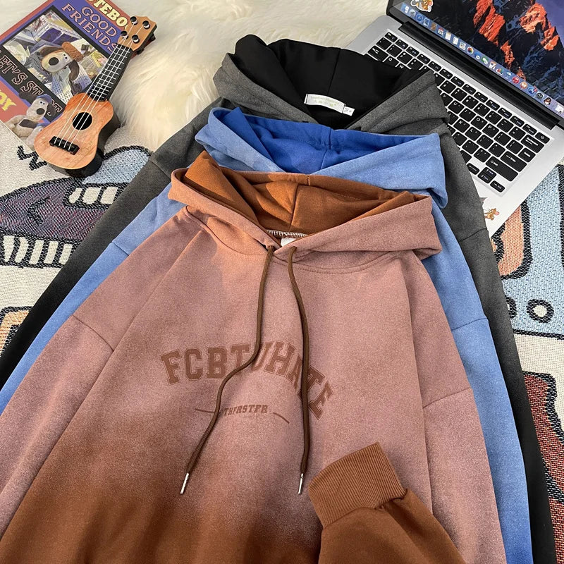 Gradient Letter Print Hip Hop Hoodie