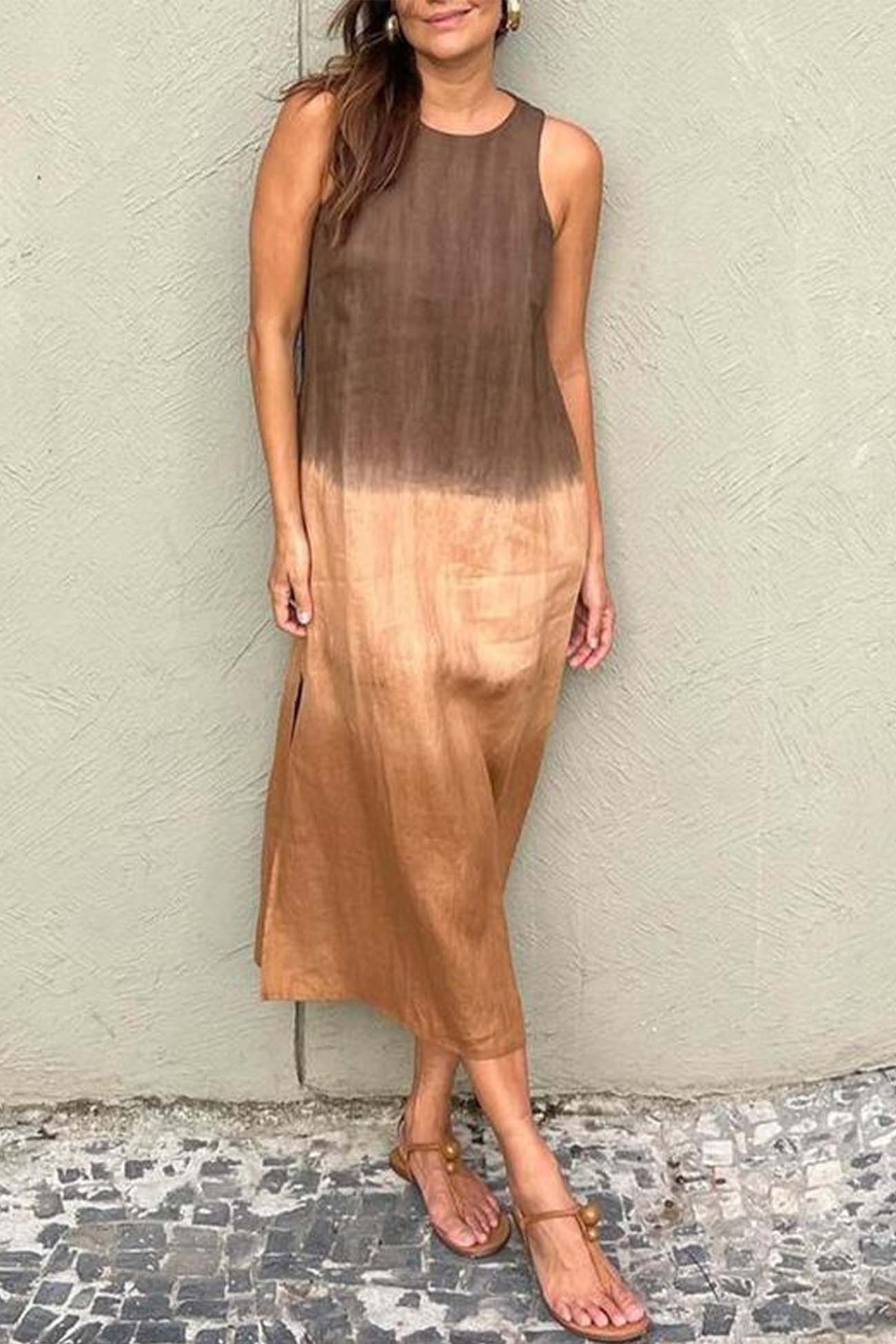 Gradient Side Slit Tank Dress