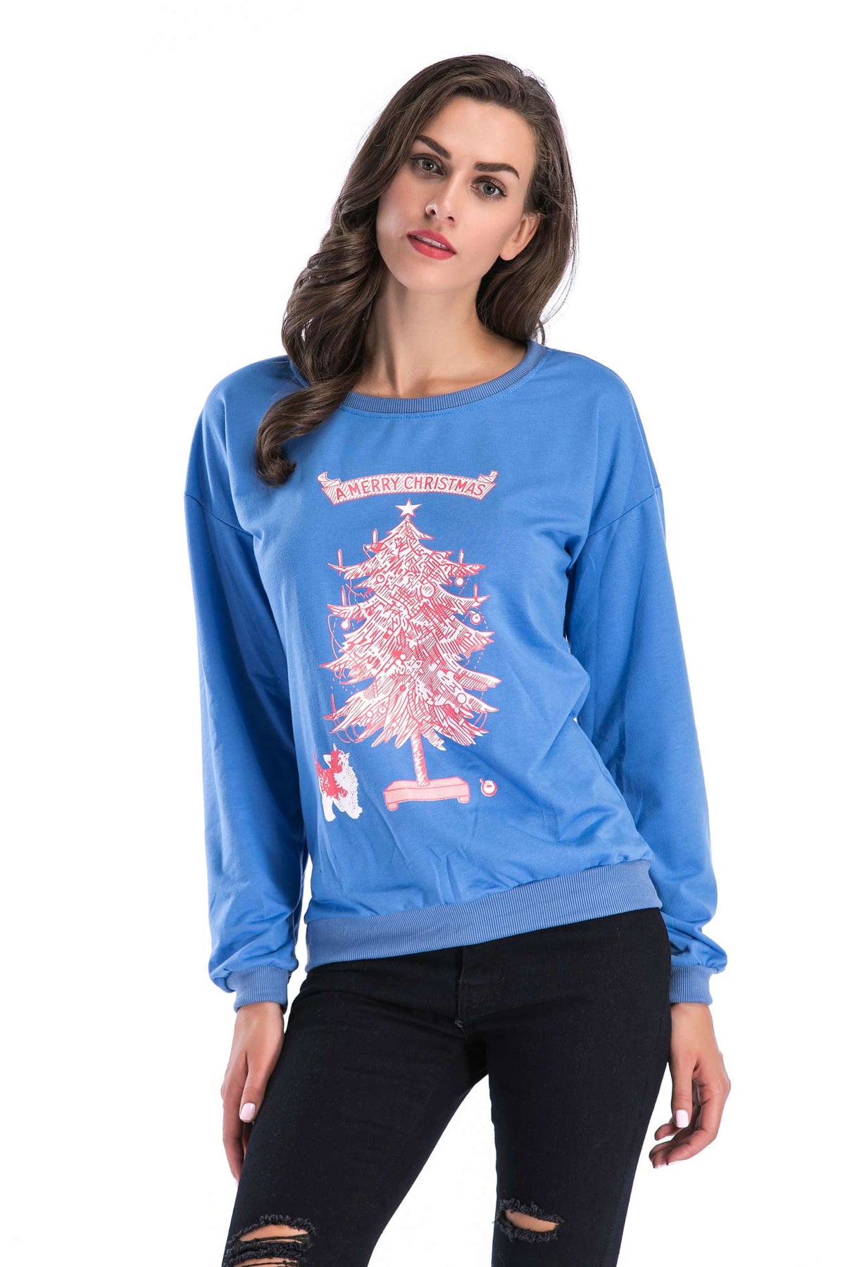 Gray Graphic Print Pullover Sweatshirt - Mislish
