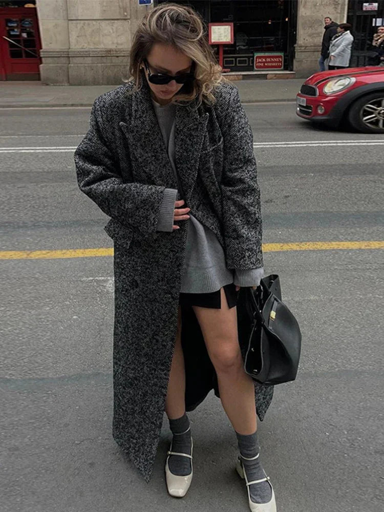 Faux Fur Lace-Up Patchwork Overcoat