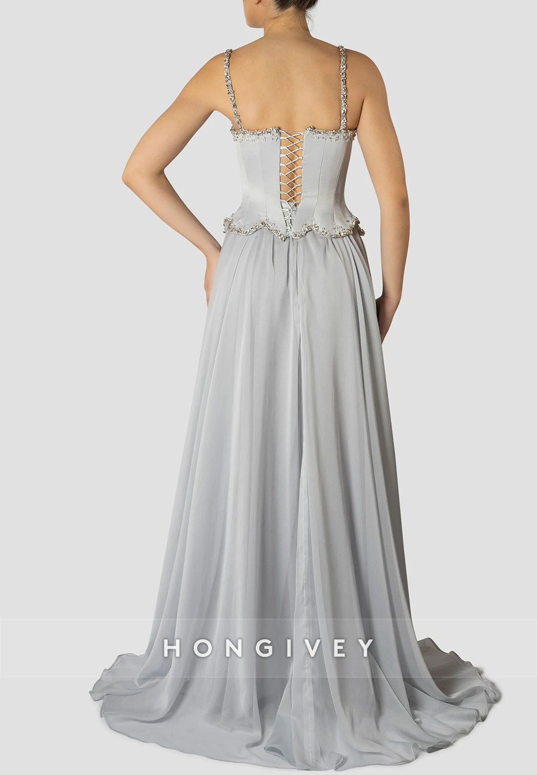 A-line Sweep Train Square Sleeveless Pleated Crisscross Back Evening Gown