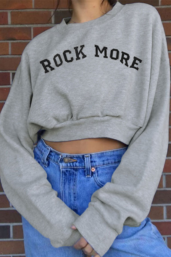 Letter Cropped Short Sweatshirt - Fashionpara