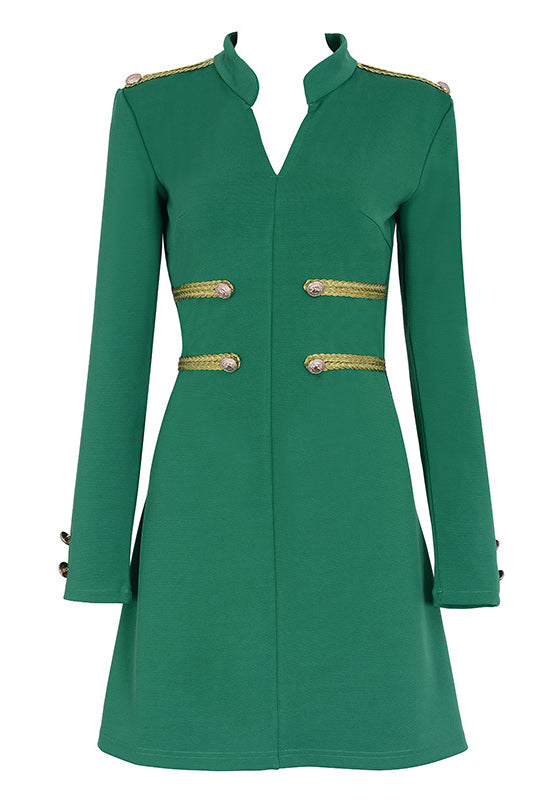 Green Sexy Bandage Bodycon Cocktail Dress With Long Sleeves