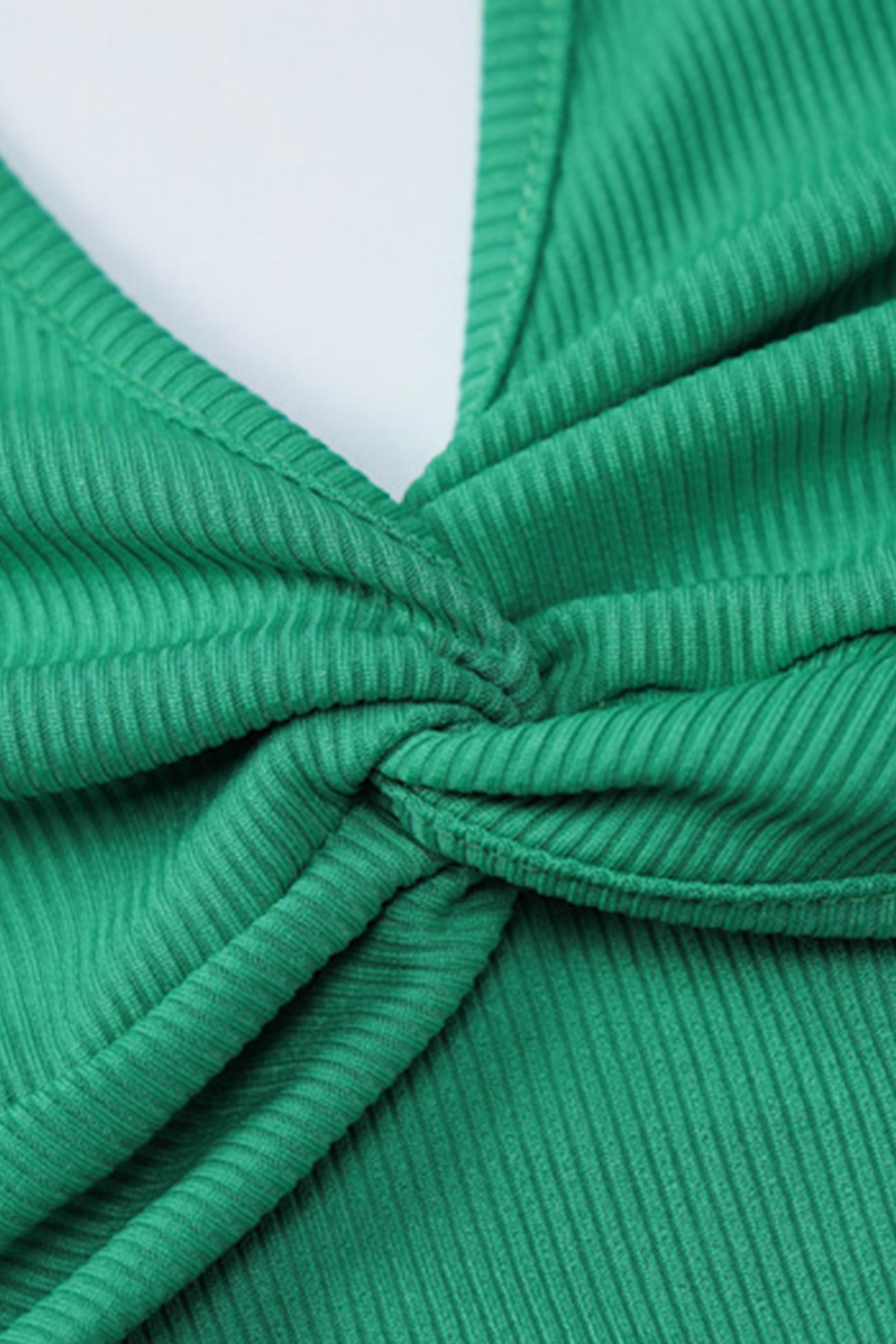 Green Twisted-front Tank Top Slit Midi Skirt Suits