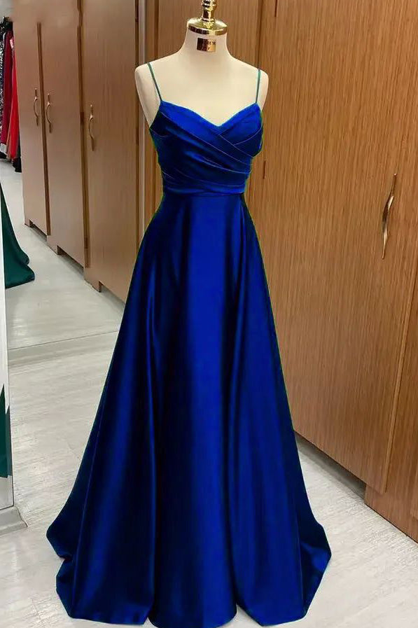 Green A-Line Spaghetti Straps Evening Gown Prom Dress