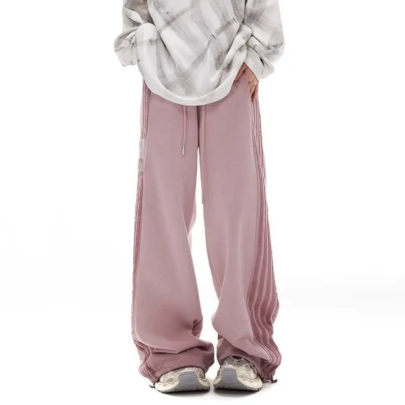 Grey Stripe Motion Casual Pants