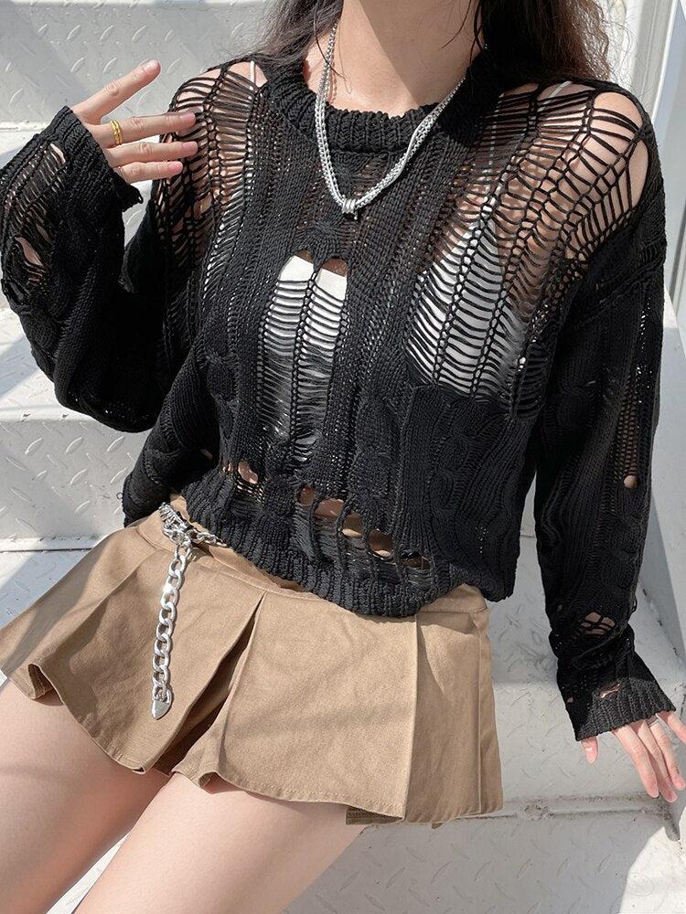 Grunge Distressed Knit Sweater 2