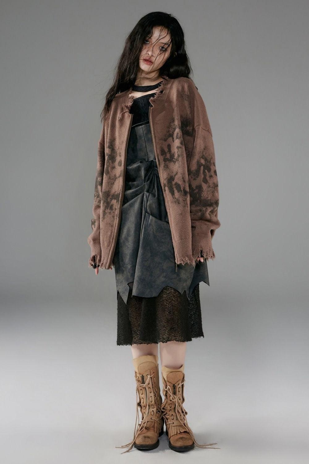 Grunge Extra Distressed Zip-Up Cardigan 5