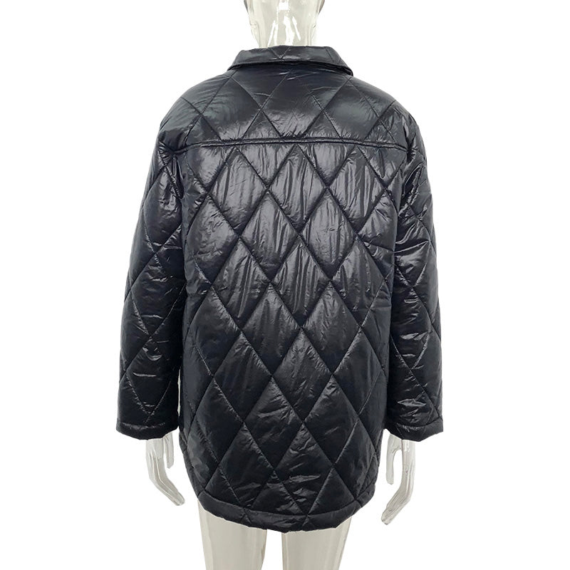 Elegant Turn Down Collar Cotton Jacket with Pockets