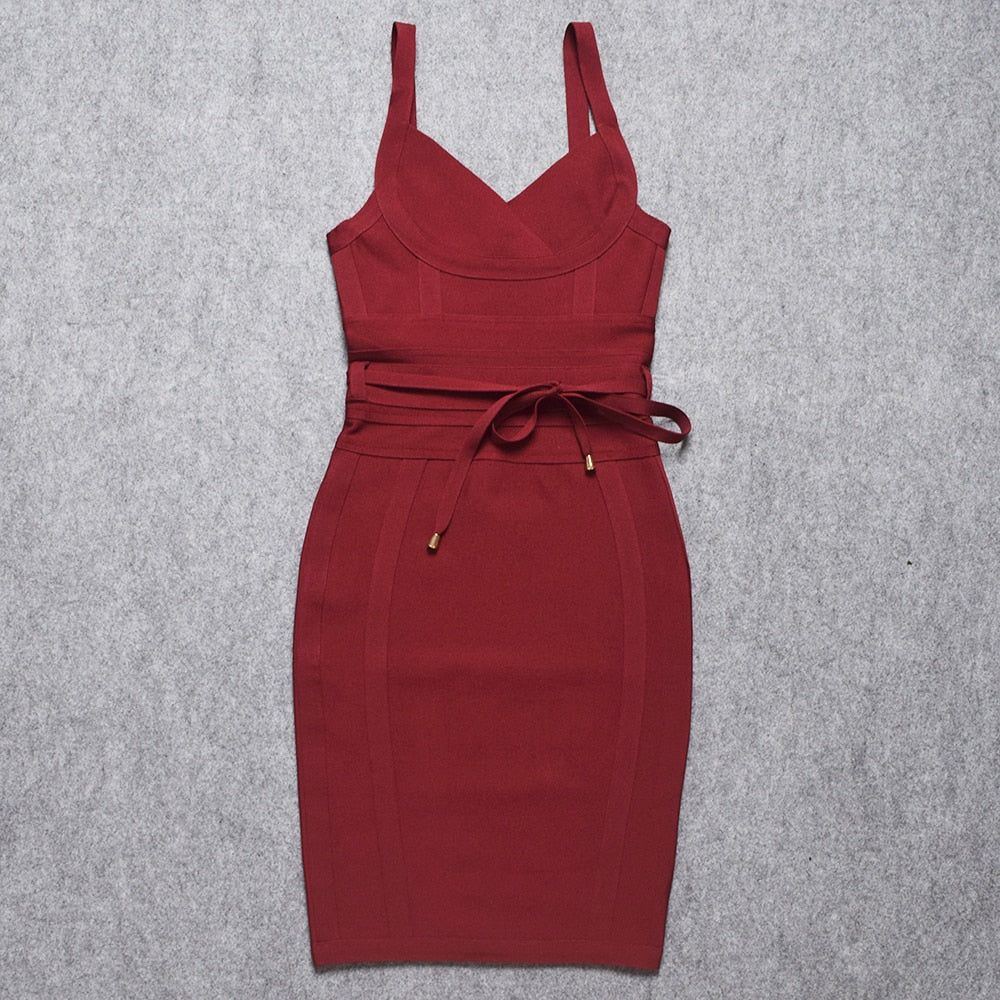 Sweetheart Neck Strappy Tie-Waist Bandage Mini Dress 19