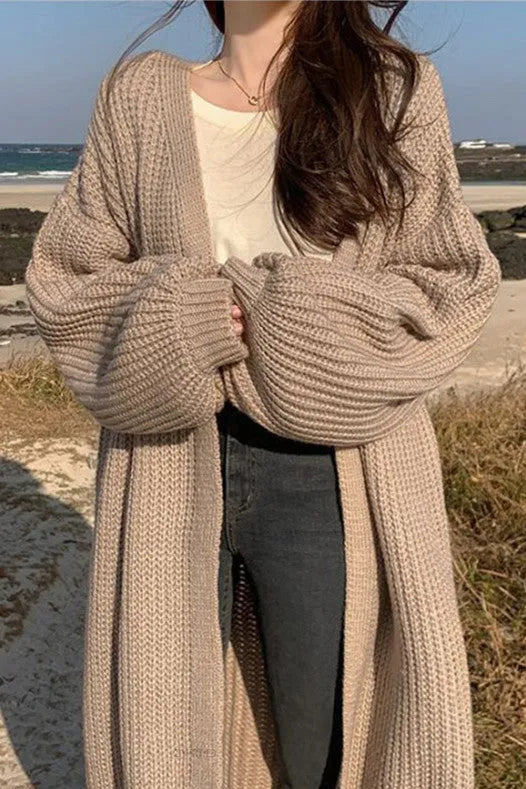 ShoptheCIC Vintage Loose Knitted Long Sweater Coat for Comfort