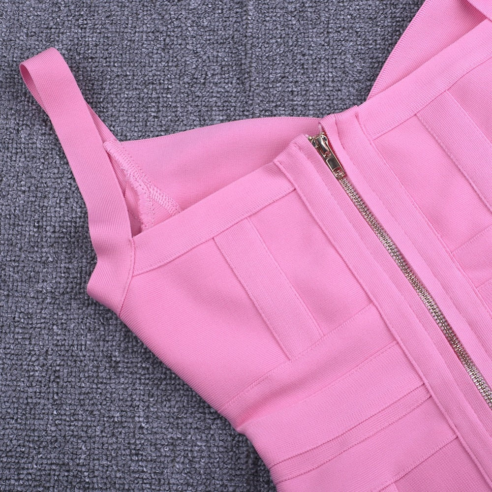 V-Neck Wide-Strap Bandage Bodycon Mini Dress 29