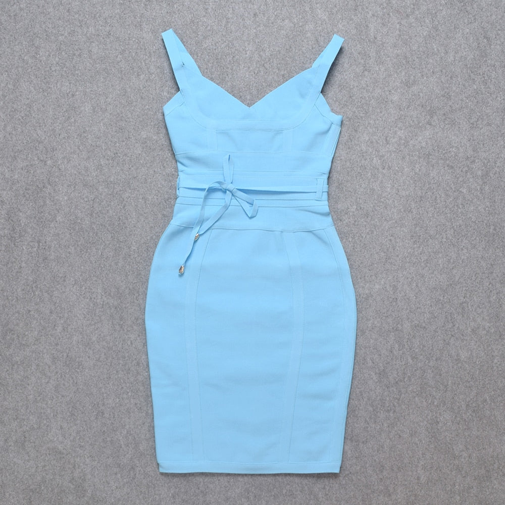 Sweetheart Neck Strappy Tie-Waist Bandage Mini Dress 13