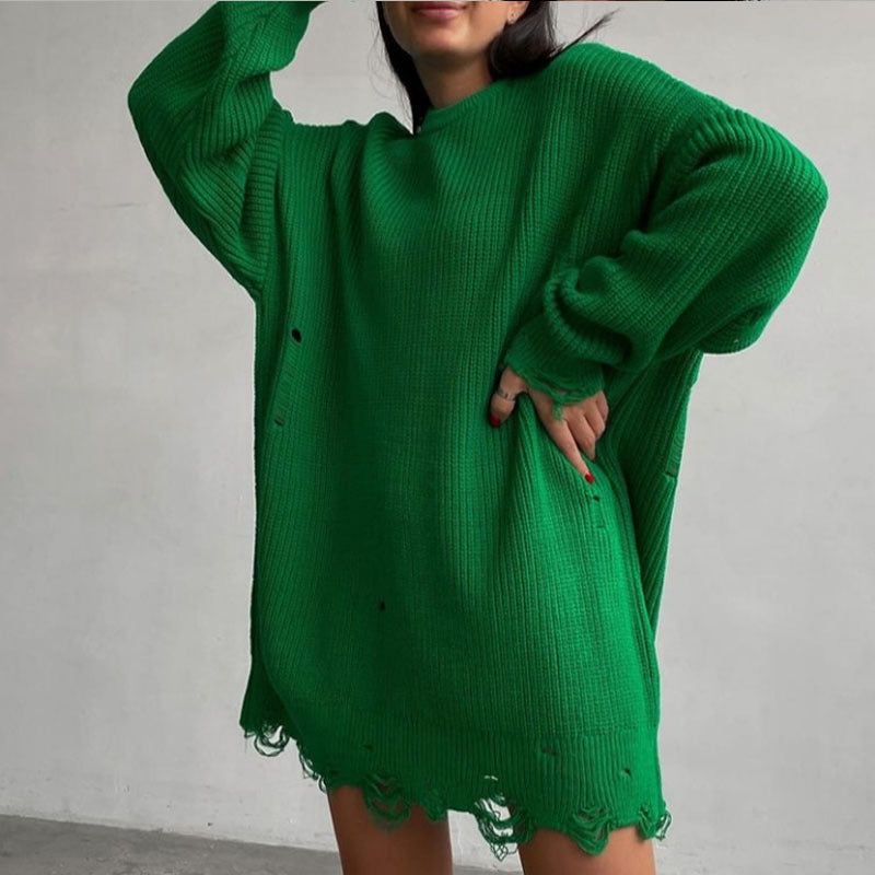 Hey Now Broken Solid Color Loose Sweater 2