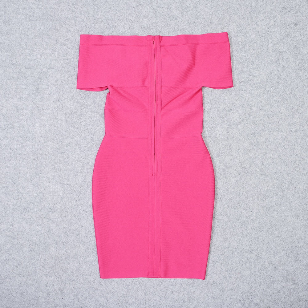 Off-Shoulder V-Neck Ruched Bandage Bodycon Dress 22