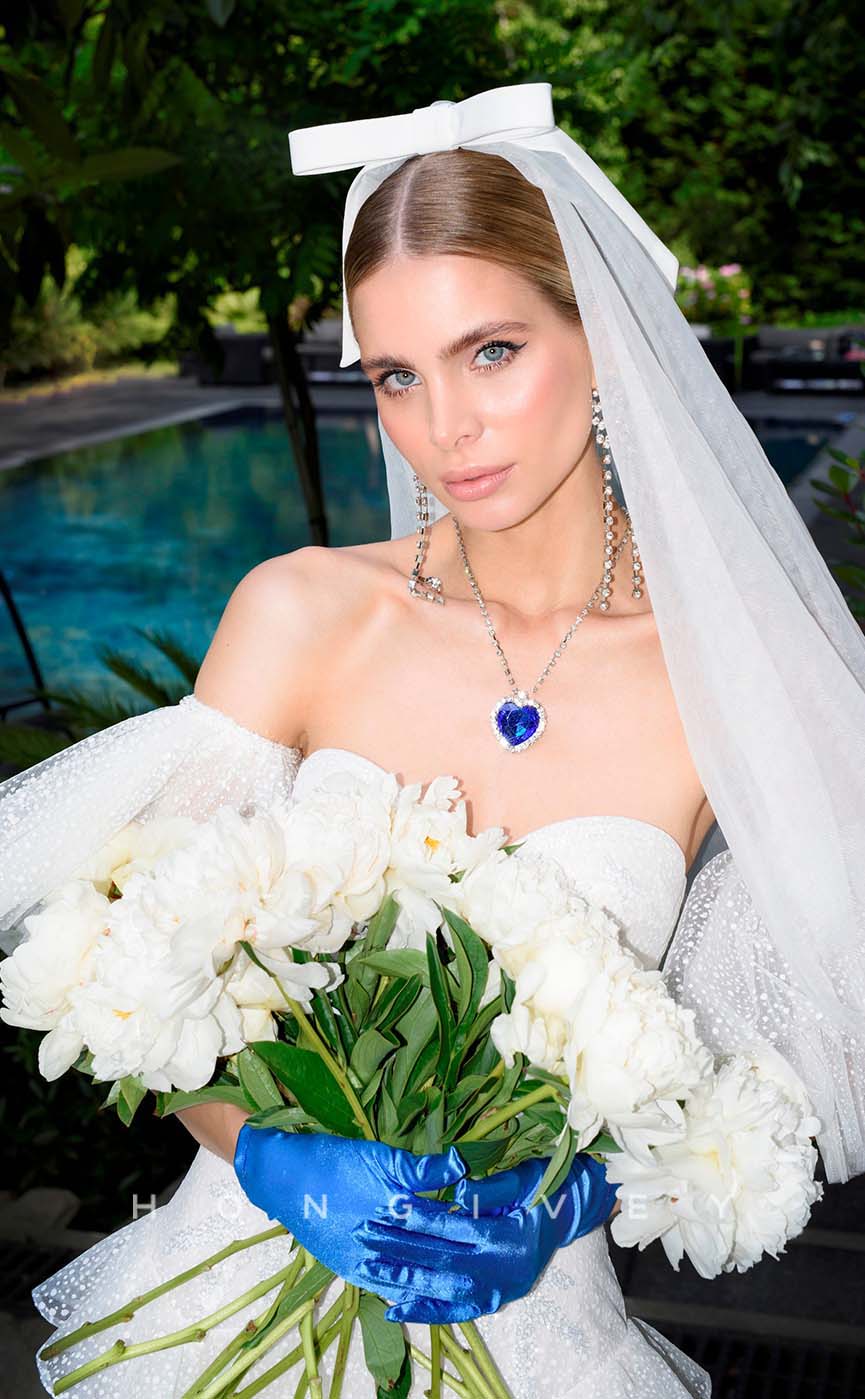 H1007 - Sexy Satin Sheer Sweetheart With Side Slit Long Beach/Bohemian Wedding Dress - Fashionpara