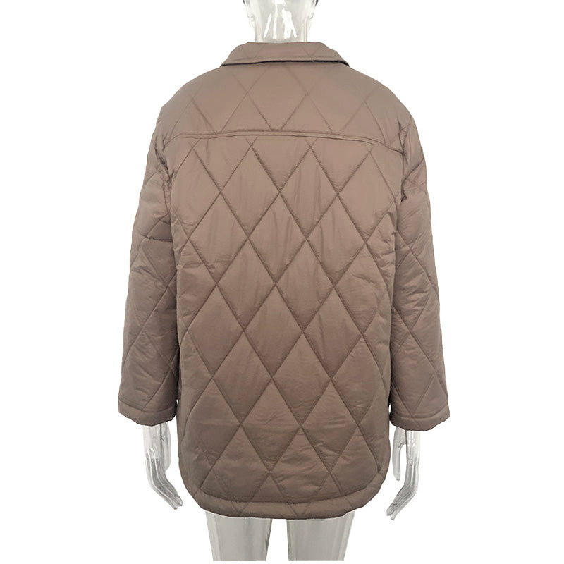 Elegant Turn Down Collar Cotton Jacket with Pockets