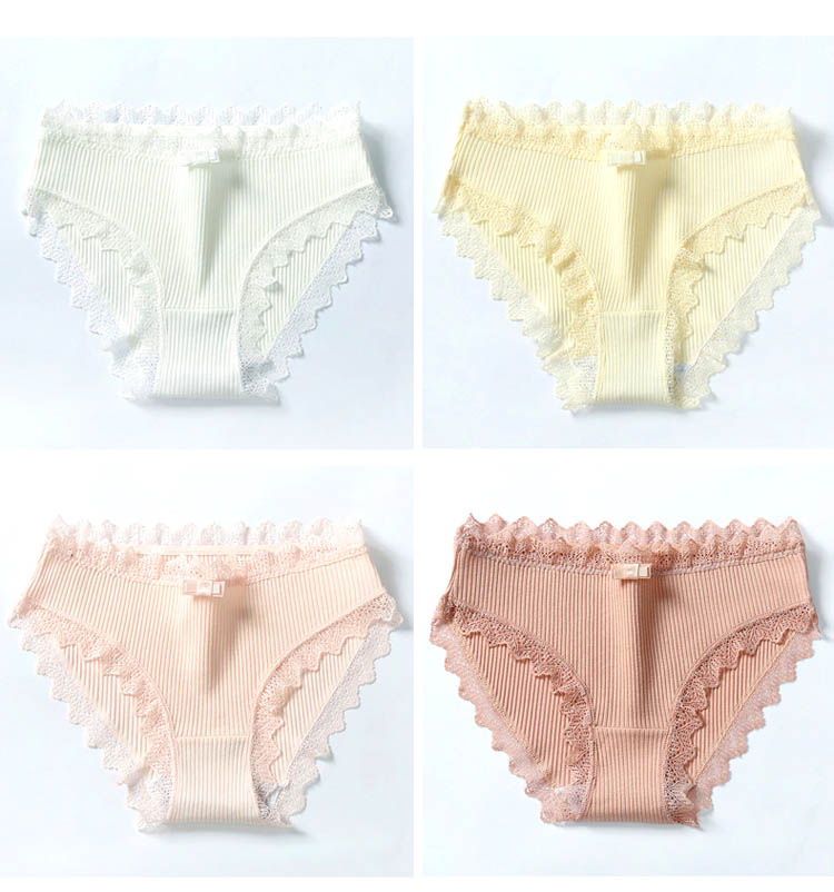 3pcs Lace Panties Underwear Seamless Cute Bow Briefs Soft Comfort Lingerie Female Underpant