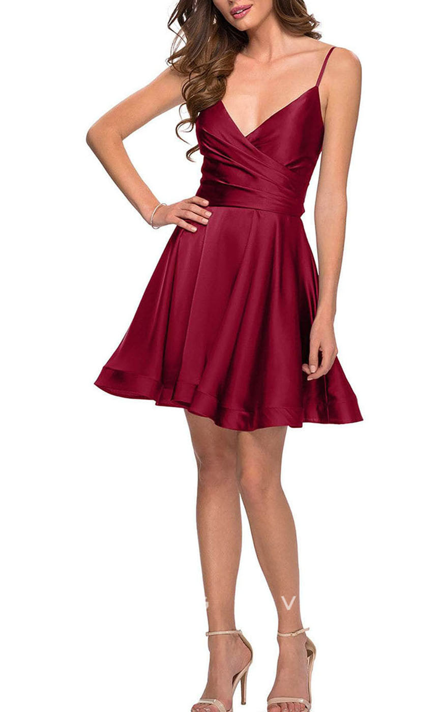 H1810 - Simple Sexy Lace-Up Back Short Graduation Party Homecoming Dress - Fashionpara