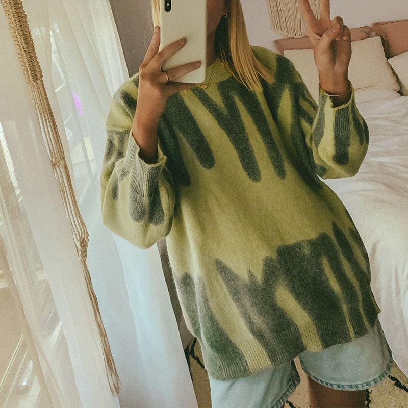 ShoptheCIC Tie Dye Oversized Knit Sweater for Cozy Style
