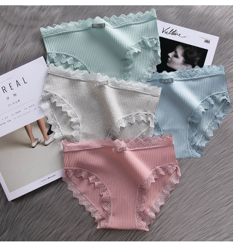 3pcs Lace Panties Underwear Seamless Cute Bow Briefs Soft Comfort Lingerie Female Underpant