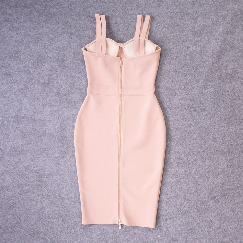 Bandage Sweetheart Double-Strap Bodycon Midi Dress 17