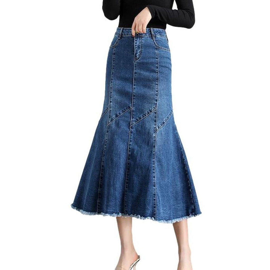 Women's fishtail denim skirt - Fashionpara