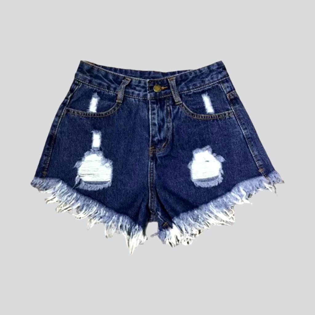 Y2k distressed women's jean shorts - Fashionpara