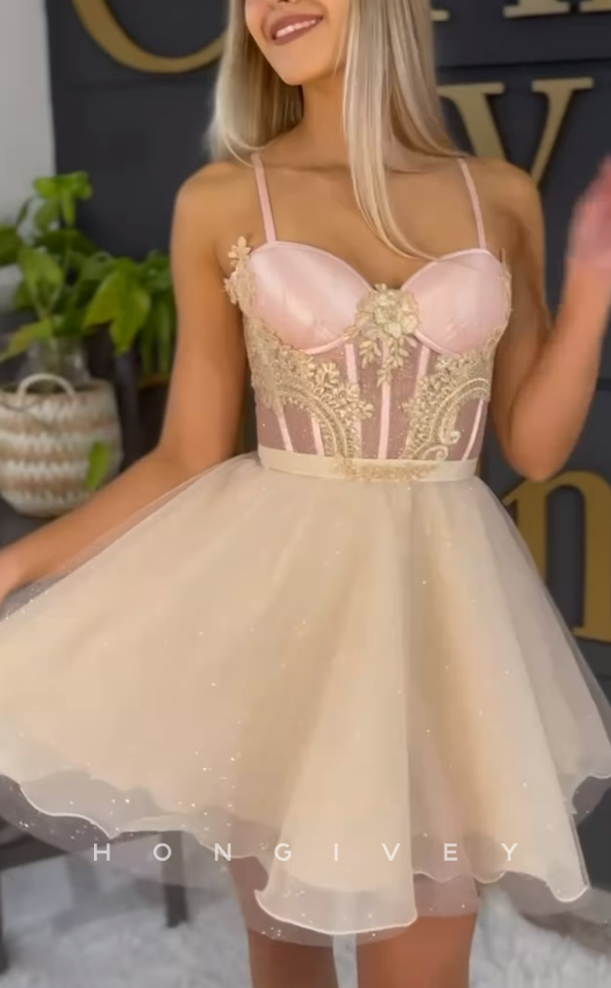 H2034 - Chic Empire A-Line Sweetheart Spaghetti Straps Mini Homecoming Dress - Fashionpara