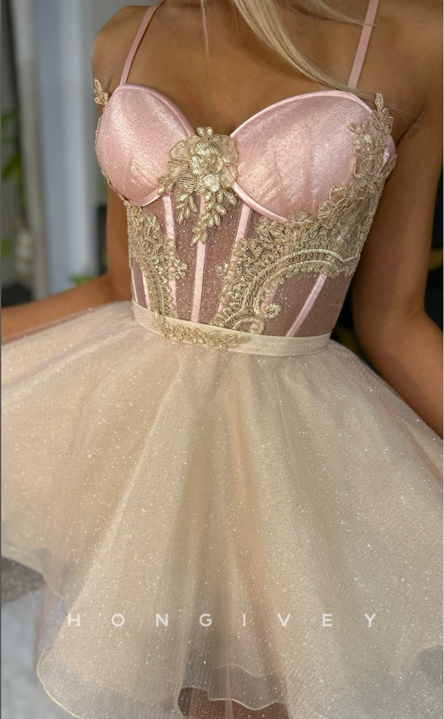 H2034 - Chic Empire A-Line Sweetheart Spaghetti Straps Mini Homecoming Dress - Fashionpara
