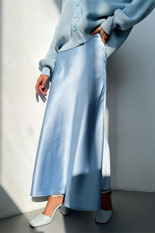 Soft Trumpet High Waist Satin Skirts