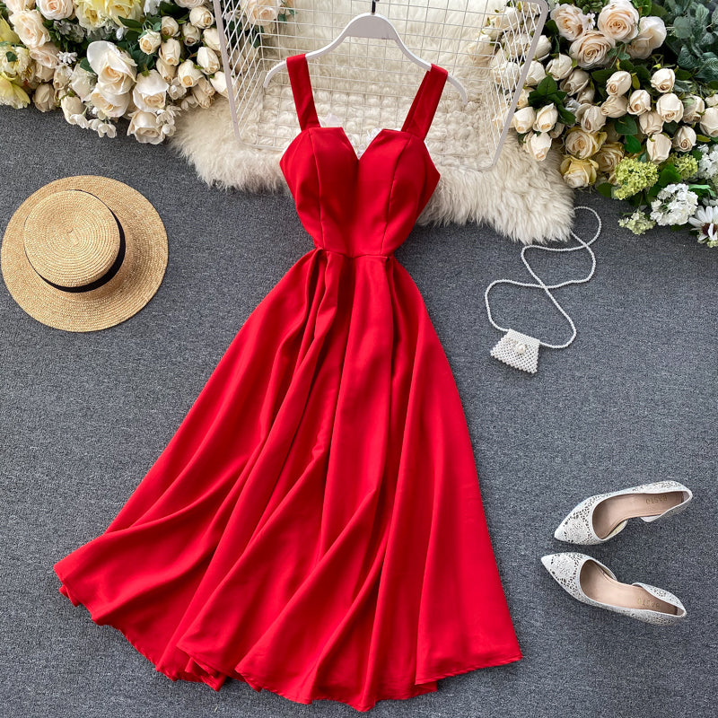 Sleeveless Sweetheart Wide Strap A-Line Midi Cocktail Dress 27