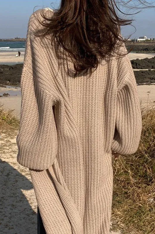 ShoptheCIC Vintage Loose Knitted Long Sweater Coat for Comfort