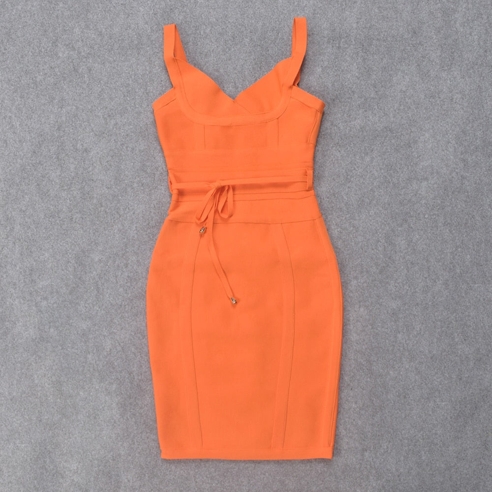 Sweetheart Neck Strappy Tie-Waist Bandage Mini Dress 17