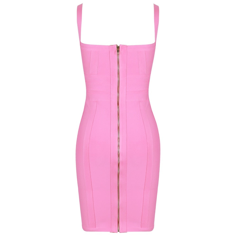 V-Neck Wide-Strap Bandage Bodycon Mini Dress 27