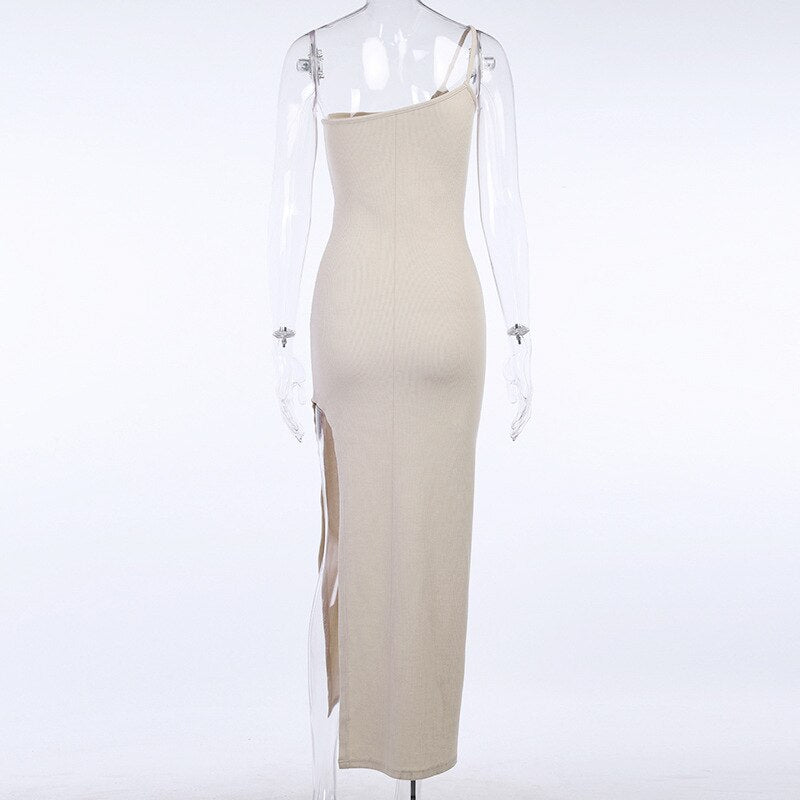 One-Shoulder Lace-Up Cutout Backless Bodycon Maxi Dress 10