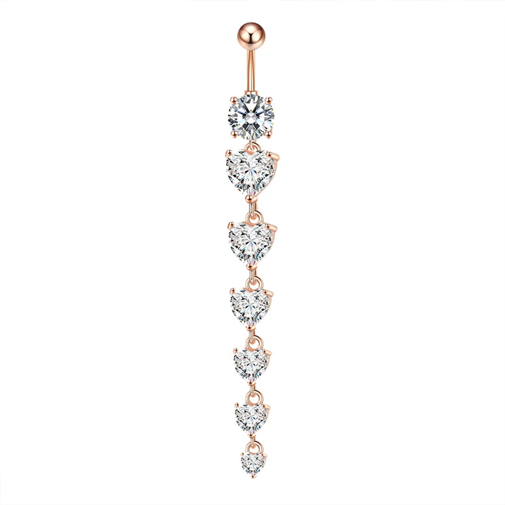 7 Cardiac Gems Dangle Gothic Belly Ring
