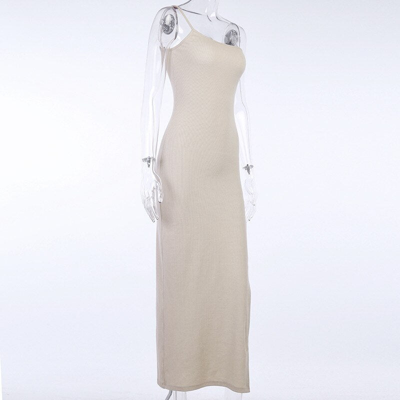 One-Shoulder Lace-Up Cutout Backless Bodycon Maxi Dress 8
